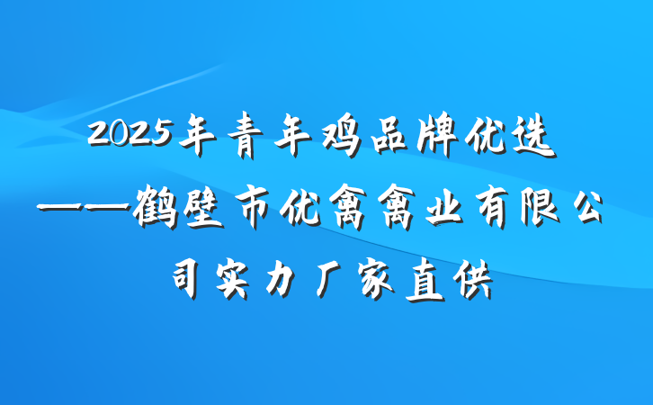 2025年青年鸡品牌优选——鹤壁市优禽禽业有限公司实力厂家直供