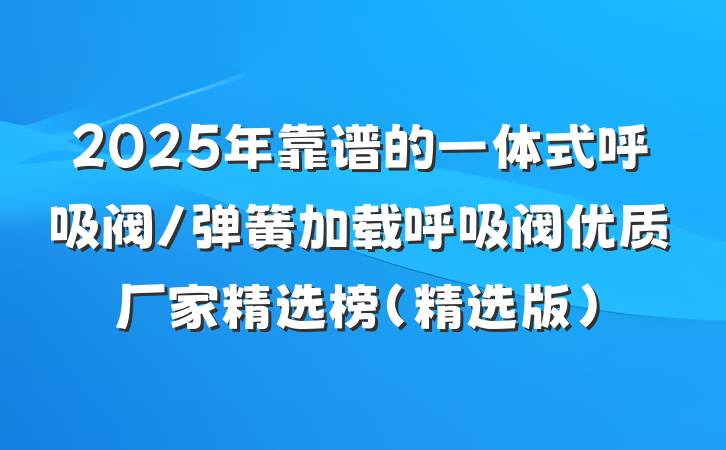 2025年靠谱的一体式呼吸阀/弹簧加载呼吸阀优质厂家精选榜（精选版）