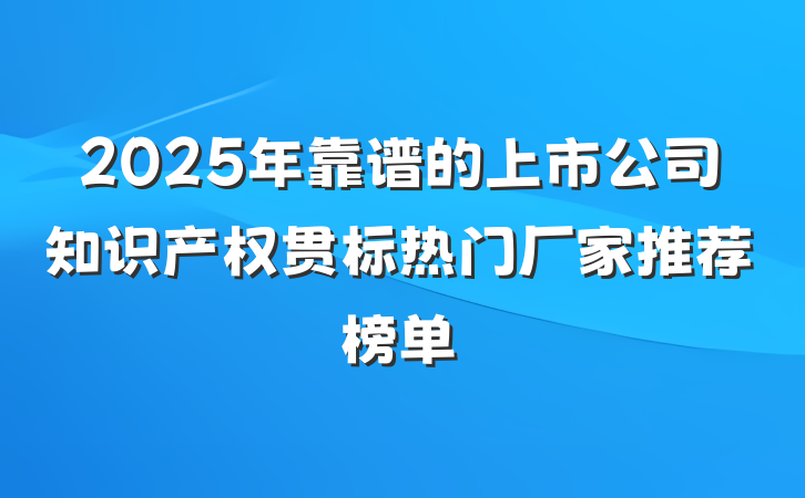 2025年靠谱的上市公司知识产权贯标热门厂家推荐榜单
