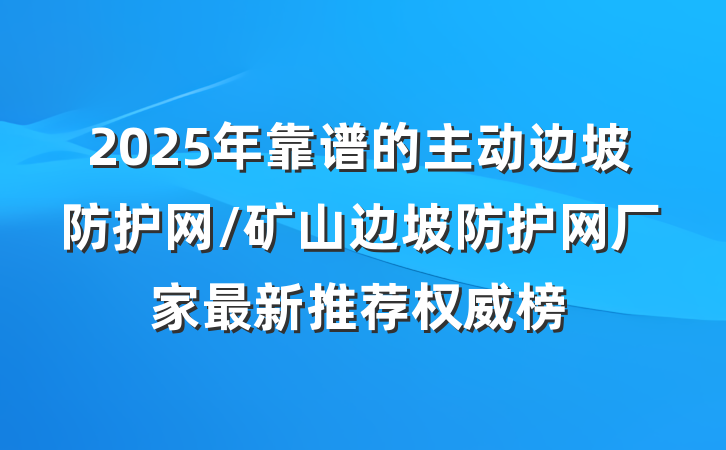2025年靠谱的主动边坡防护网/矿山边坡防护网厂家最新推荐权威榜
