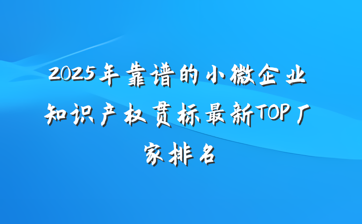 2025年靠谱的小微企业知识产权贯标最新TOP厂家排名