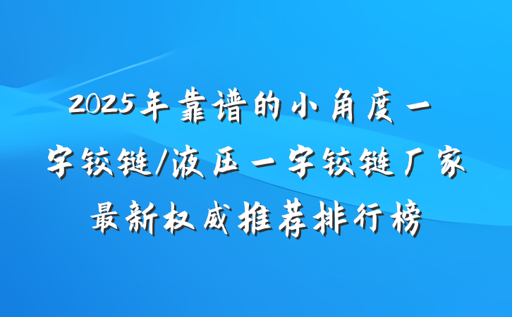 2025年靠谱的小角度一字铰链/液压一字铰链厂家最新权威推荐排行榜