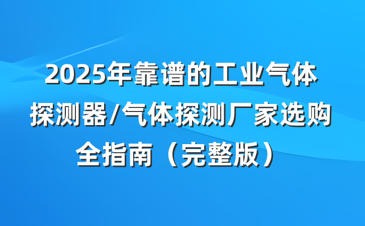 2025年靠谱的工业气体探测器/气体探测厂家选购全指南（完整版）