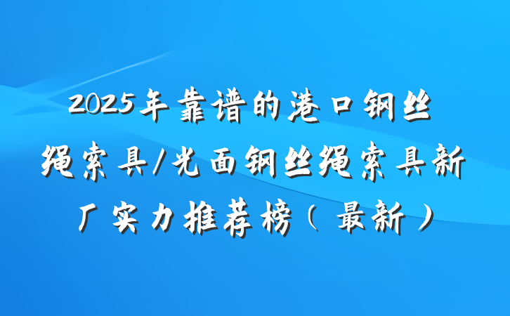 2025年靠谱的港口钢丝绳索具/光面钢丝绳索具新厂实力推荐榜(最新)
