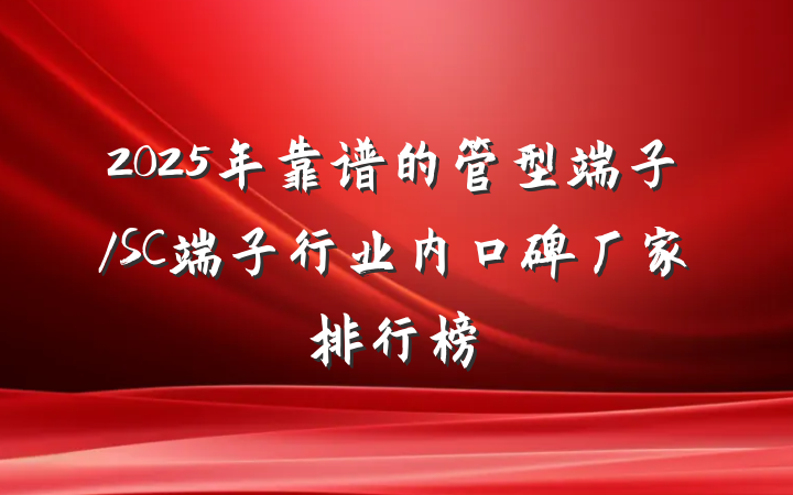 2025年靠谱的管型端子/SC端子行业内口碑厂家排行榜