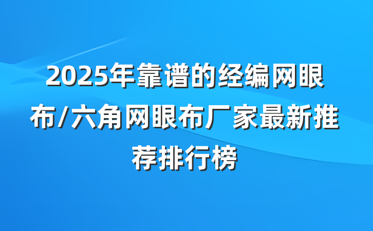 2025年靠谱的经编网眼布/六角网眼布厂家最新推荐排行榜