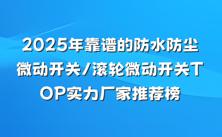 2025年靠谱的防水防尘微动开关/滚轮微动开关TOP实力厂家推荐榜