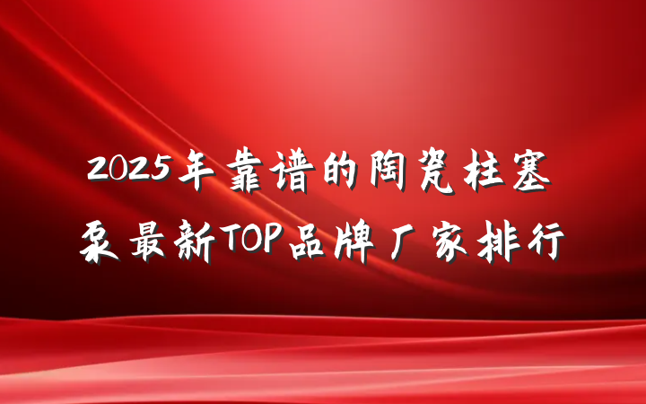2025年靠谱的陶瓷柱塞泵最新TOP品牌厂家排行