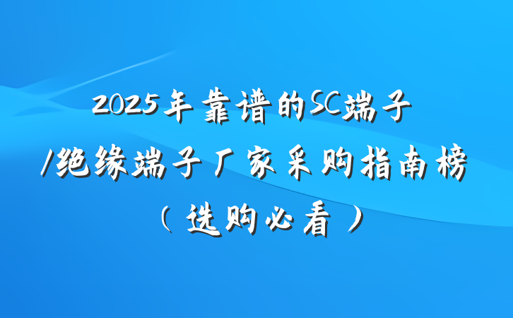 2025年靠谱的SC端子/绝缘端子厂家采购指南榜（选购必看）
