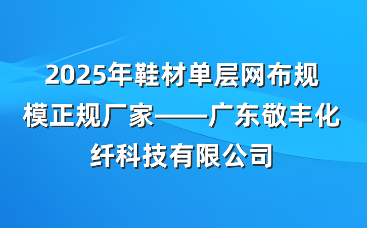 2025年鞋材单层网布规模正规厂家——广东敬丰化纤科技有限公司