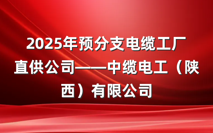 2025年预分支电缆工厂直供公司——中缆电工（陕西）有限公司