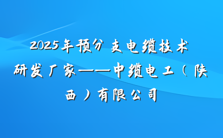 2025年预分支电缆技术研发厂家——中缆电工(陕西)有限公司