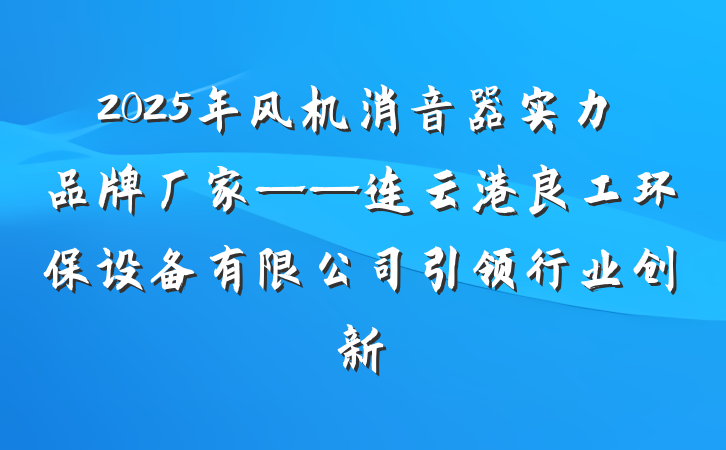 2025年风机消音器实力品牌厂家——连云港良工环保设备有限公司引领行业创新