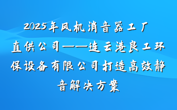 2025年风机消音器工厂直供公司——连云港良工环保设备有限公司打造高效静音解决方案