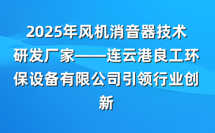 2025年风机消音器技术研发厂家——连云港良工环保设备有限公司引领行业创新
