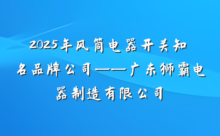 2025年风筒电器开关知名品牌公司——广东狮霸电器制造有限公司