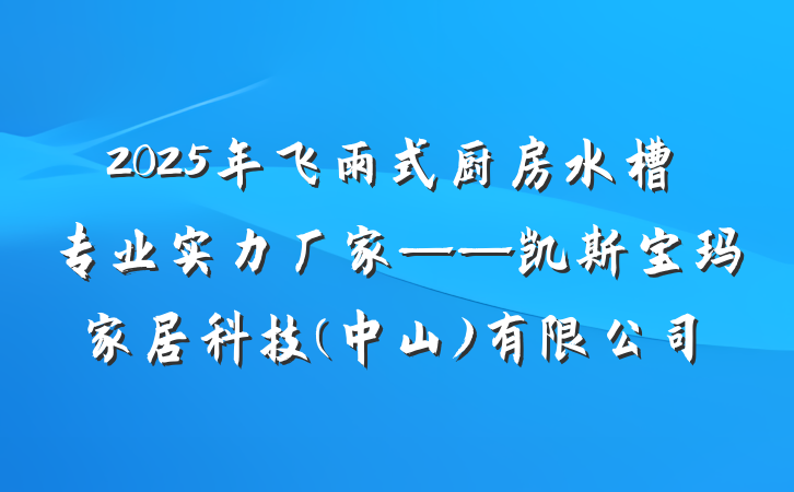 2025年飞雨式厨房水槽专业实力厂家——凯斯宝玛家居科技(中山)有限公司