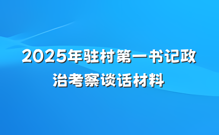 2025年驻村第一书记政治考察谈话材料