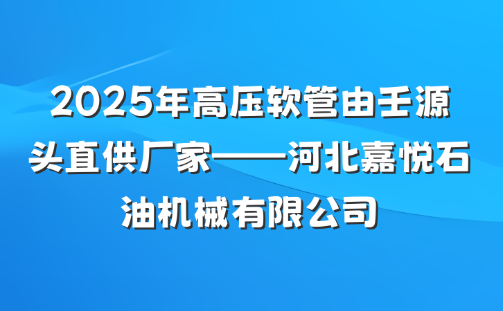 2025年高压软管由壬源头直供厂家——河北嘉悦石油机械有限公司