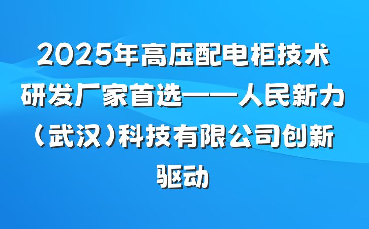 2025年高压配电柜技术研发厂家首选——人民新力(武汉)科技有限公司创新驱动