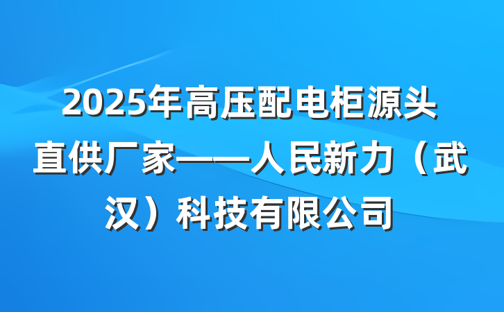 2025年高压配电柜源头直供厂家——人民新力(武汉)科技有限公司