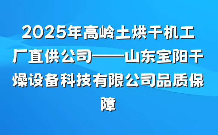 2025年高岭土烘干机工厂直供公司——山东宝阳干燥设备科技有限公司品质保障