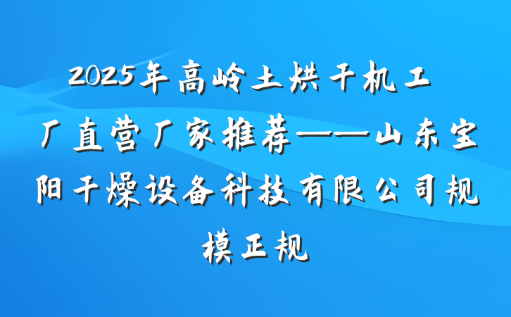 2025年高岭土烘干机工厂直营厂家推荐——山东宝阳干燥设备科技有限公司规模正规