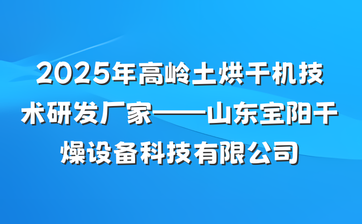 2025年高岭土烘干机技术研发厂家——山东宝阳干燥设备科技有限公司