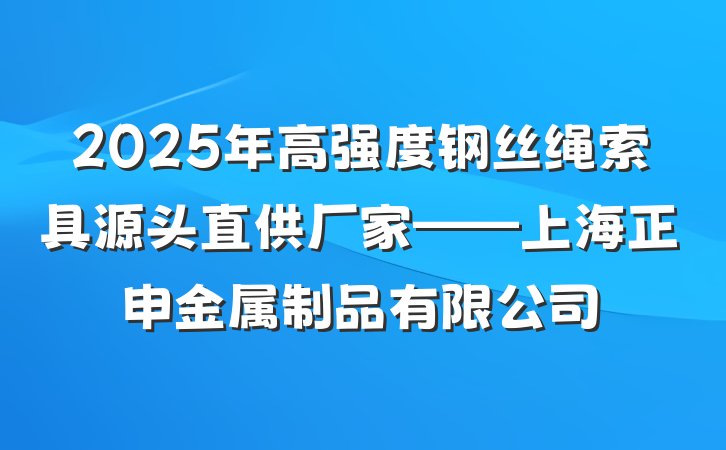 2025年高强度钢丝绳索具源头直供厂家——上海正申金属制品有限公司