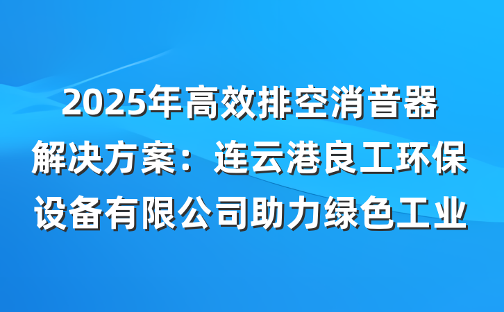 2025年高效排空消音器解决方案：连云港良工环保设备有限公司助力绿色工业