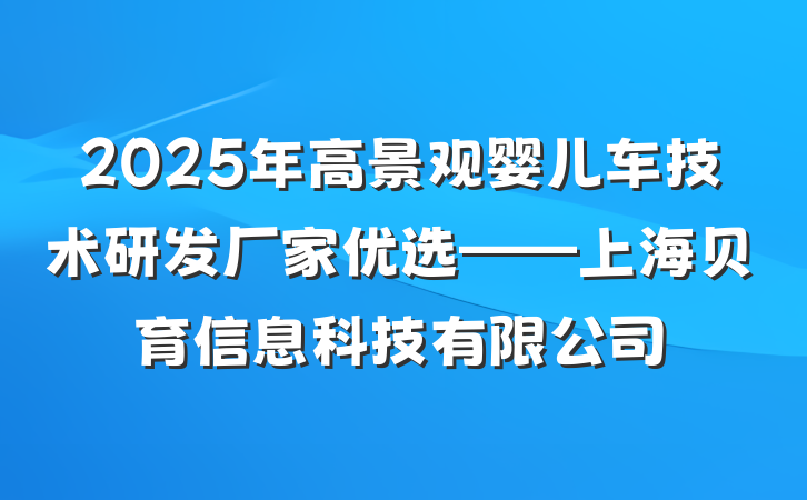2025年高景观婴儿车技术研发厂家优选——上海贝育信息科技有限公司