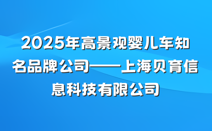 2025年高景观婴儿车知名品牌公司——上海贝育信息科技有限公司