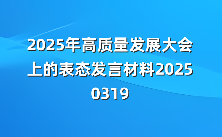 2025年高质量发展大会上的表态发言材料20250319