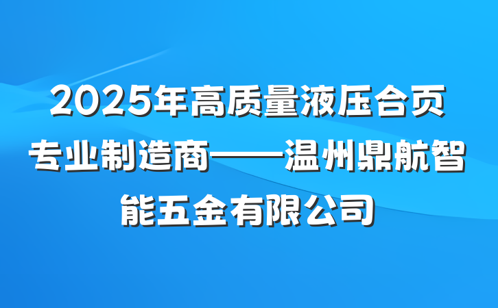 2025年高质量液压合页专业制造商——温州鼎航智能五金有限公司