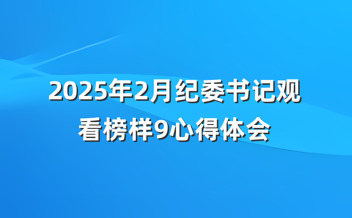 2025年2月纪委书记观看榜样9心得体会