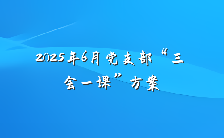 2025年6月党支部“三会一课”方案
