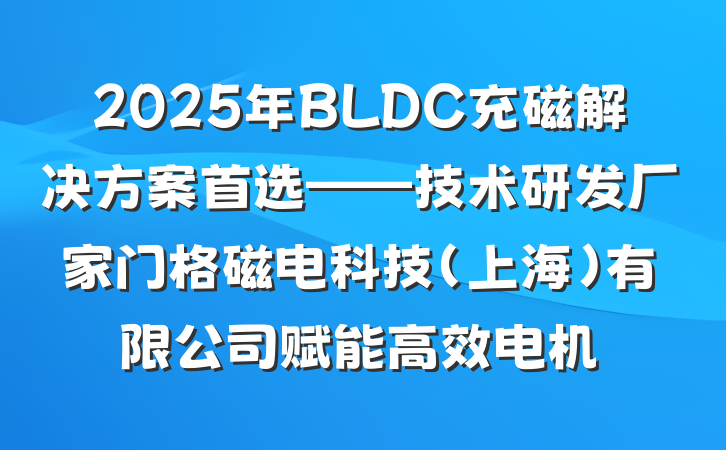 2025年BLDC充磁解决方案首选——技术研发厂家门格磁电科技（上海）有限公司赋能高效电机