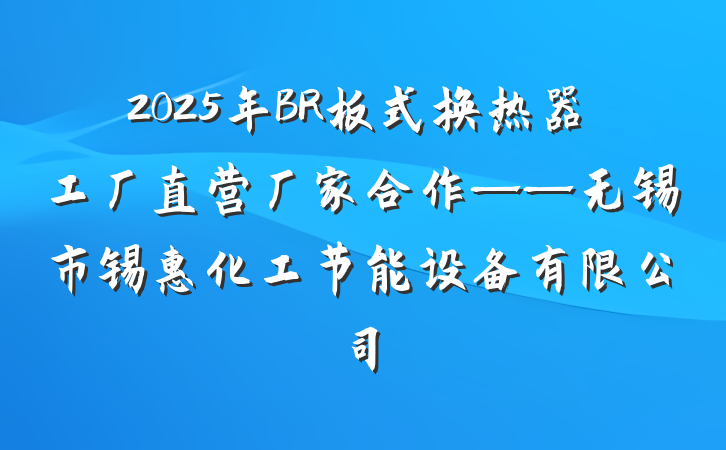 2025年BR板式换热器工厂直营厂家合作——无锡市锡惠化工节能设备有限公司