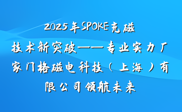 2025年SPOKE充磁技术新突破——专业实力厂家门格磁电科技(上海)有限公司领航未来