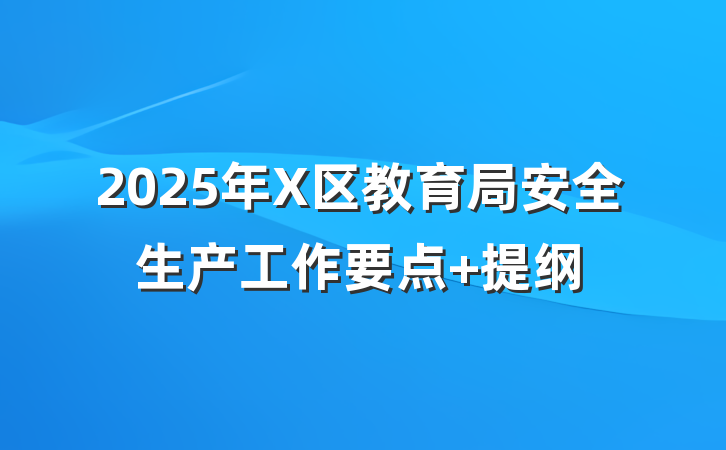 2025年X区教育局安全生产工作要点 提纲
