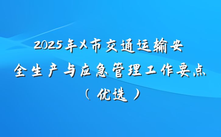 2025年X市交通运输安全生产与应急管理工作要点（优选）