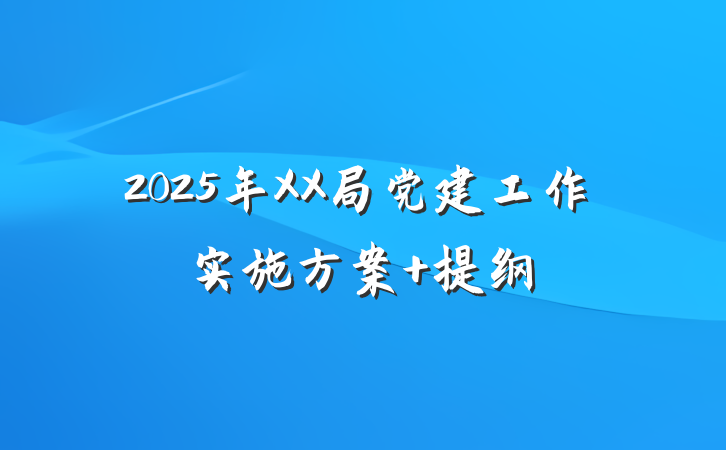 2025年XX局党建工作实施方案 提纲
