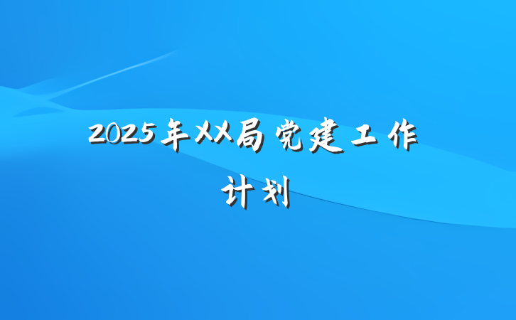 2025年XX局党建工作计划