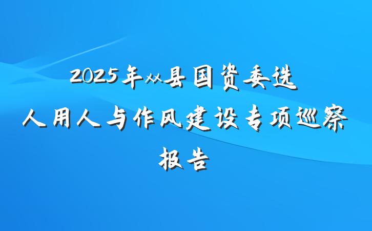 2025年xx县国资委选人用人与作风建设专项巡察报告