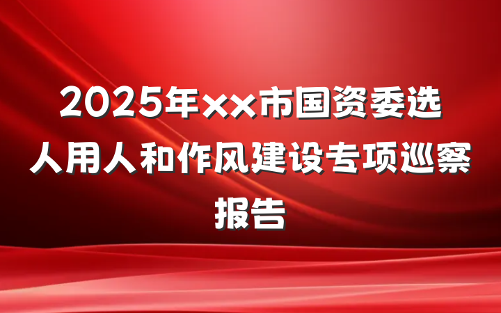 2025年xx市国资委选人用人和作风建设专项巡察报告