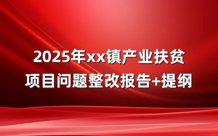 2025年xx镇产业扶贫项目问题整改报告 提纲