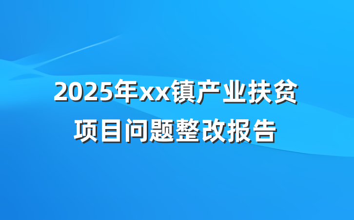 2025年xx镇产业扶贫项目问题整改报告