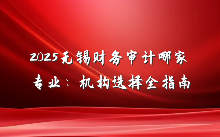 2025无锡财务审计哪家专业:机构选择全指南