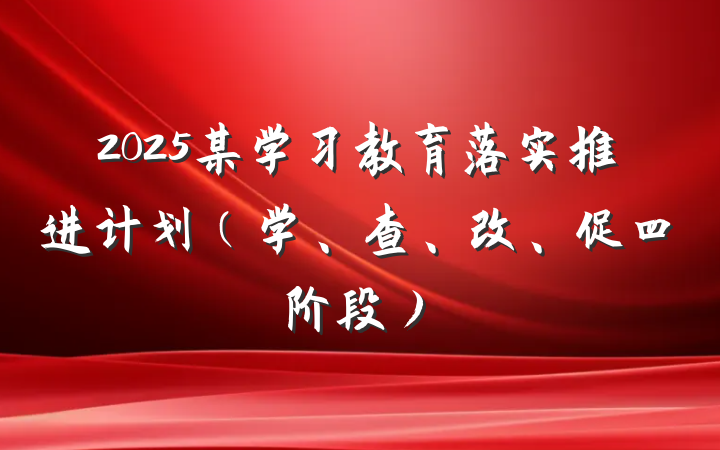 2025某学习教育落实推进计划（学、查、改、促四阶段）
