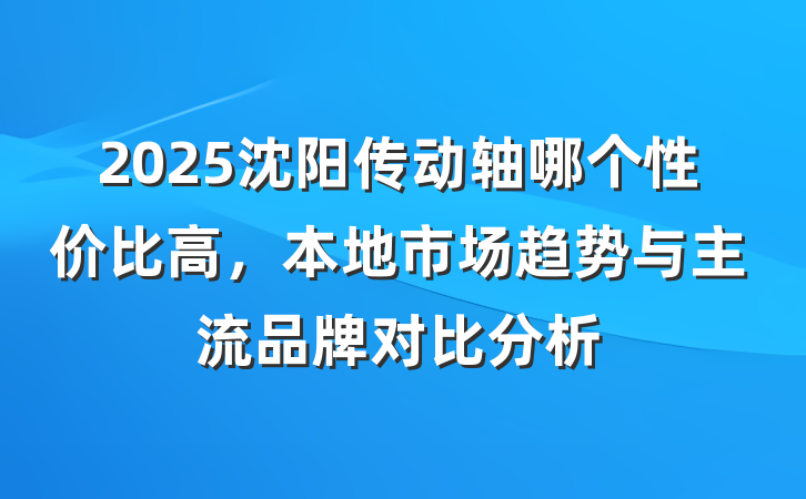 2025沈阳传动轴哪个性价比高，本地市场趋势与主流品牌对比分析